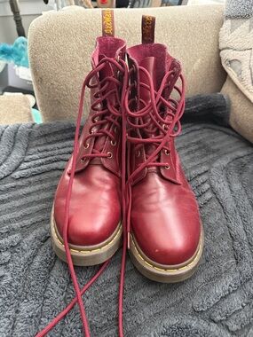 Dr. Martens Burgundy Lace-Up Combat Boots